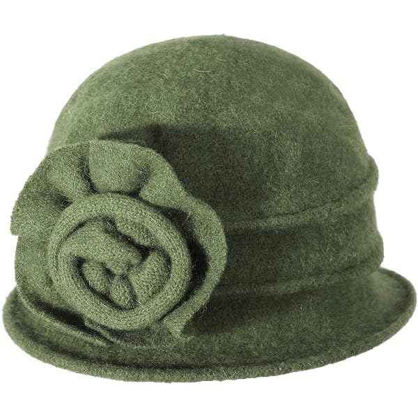 Womens Bell Beret Hat French Vintage Floral Fleece Cloche  display picture 3