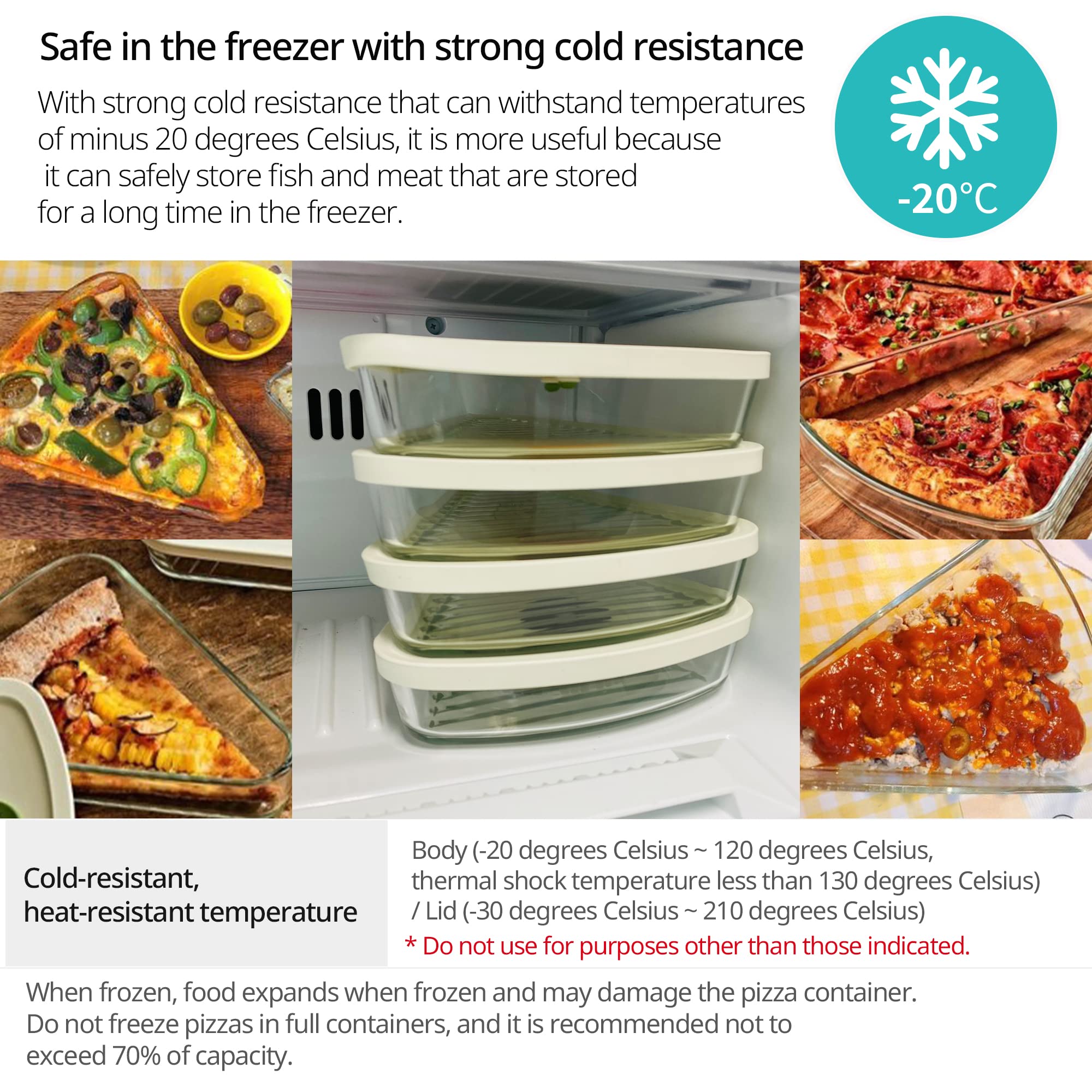 Reusable Pizza Slice Container Storage, Tray and Saver to Organize & Save Space with BPA-Free Microwavable Heat & Shock Resistant Tempered Glass Material,Eco-friendly Silicone Material Lid (2)