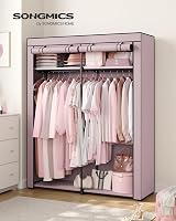 SONGMICS Clothes Wardrobe Portable Fabric Wardrobe with 2 Hanging Rails Lavender view 2