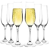 JEKOSEN Champagne Flutes Glasses 8oz Set of 6 Clear Crystal 100% Lead-Free Stemware Champagne Glass