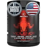 Violence Pre Workout Powder for Men & Women, Clinically Dosed Preworkout, 180 mg Caffeine + L-Theanine, L Citrulline Malate, Beta Alanine, Alpha GPC - 25 Servings, Blood Orange - Energy, Focus & Pump