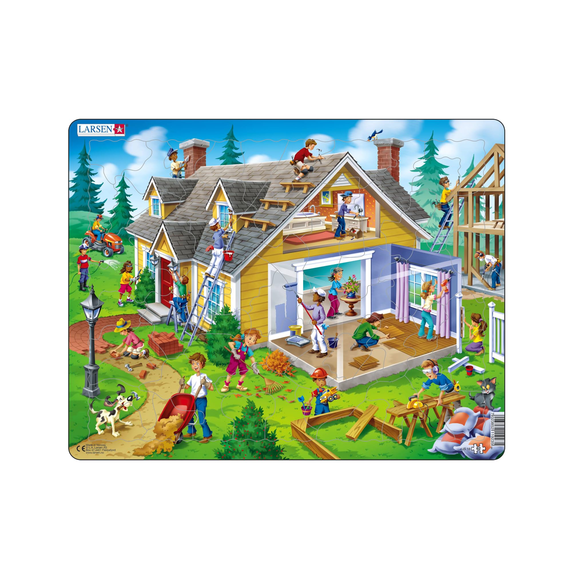 Larsen US18 DIY House & Garden Puzzle – 62-Piece Easy Preschool Puzzle, Educational Toy Idea for Children