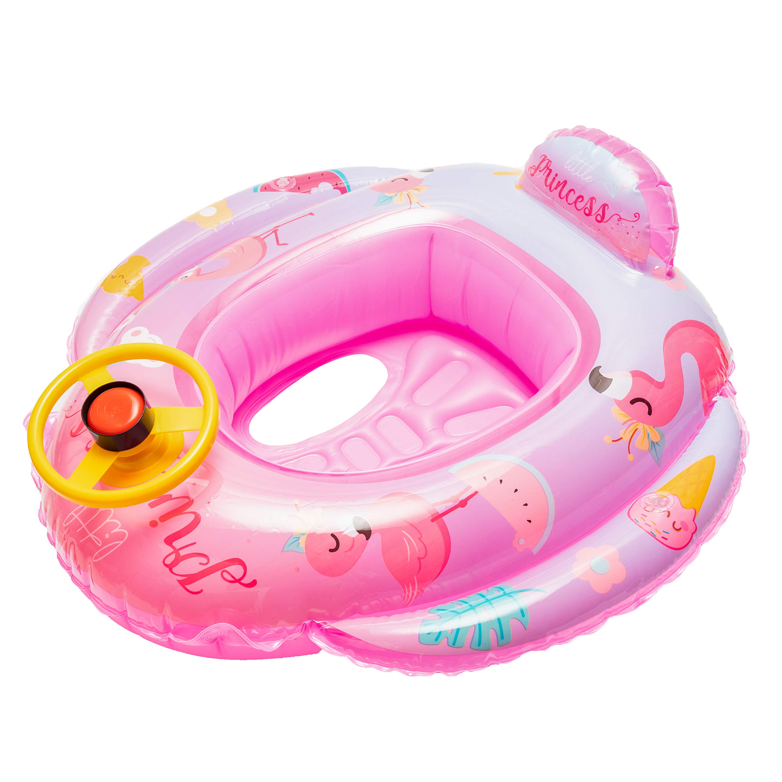 WATINC Baby Swimming Inflatable Float Flamingo Pattern Inflatable Float Swimming Ring Infant Boat Pool Ring Yacht Swimming Rings Summer Pool Float Toddler Baby Inflatable Float for Baby Aged 1-3