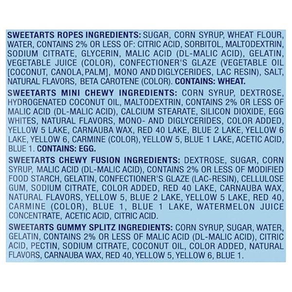 SWEETARTS CANDY, VARIETY MIX, CHERRY PUNCH ROPES, MINI CHEWY, GUMMIES FRUITY SPLITZ & CHEWY FUSIONS 45 OZ (92 PIECES)