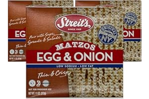 Streit's Egg & Onion Matzo - Thin & Crispy, Low Sodium, Low Fat, Family Owned, Kosher Certified, Pair with Soups, Spreads & Salads (11oz, Pack of 3)