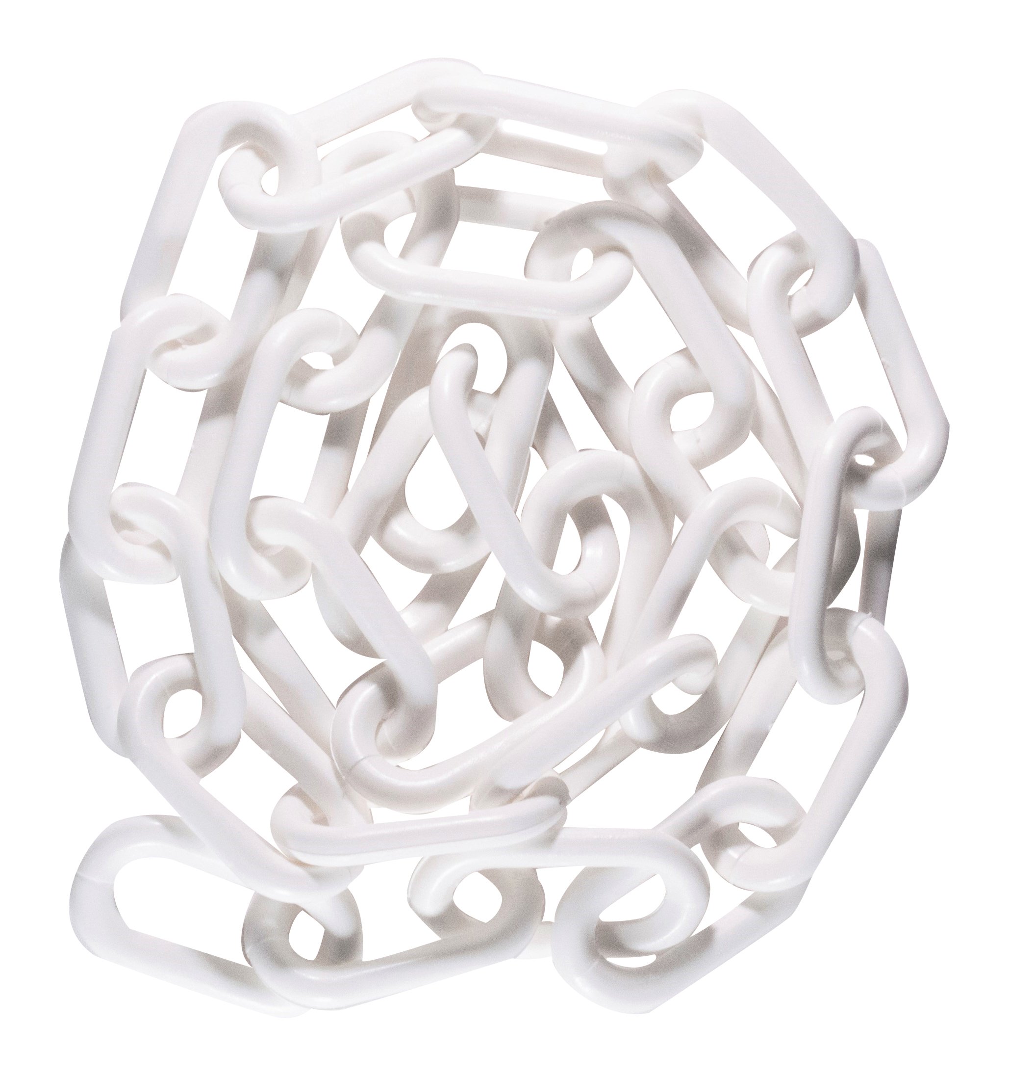 Mr. Chain Plastic Barrier Chain, White, 2Inch Link Diameter, 25Foot