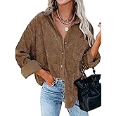 Womens Corduroy Button Down Shirts Dressy Casual Long Sleeve Blouses Oversized Fall Tops Jackets Shackets 2025