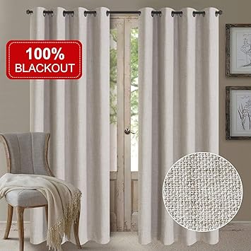 Amazon Com Primitive Linen Look 100 Blackout Curtains With Liner