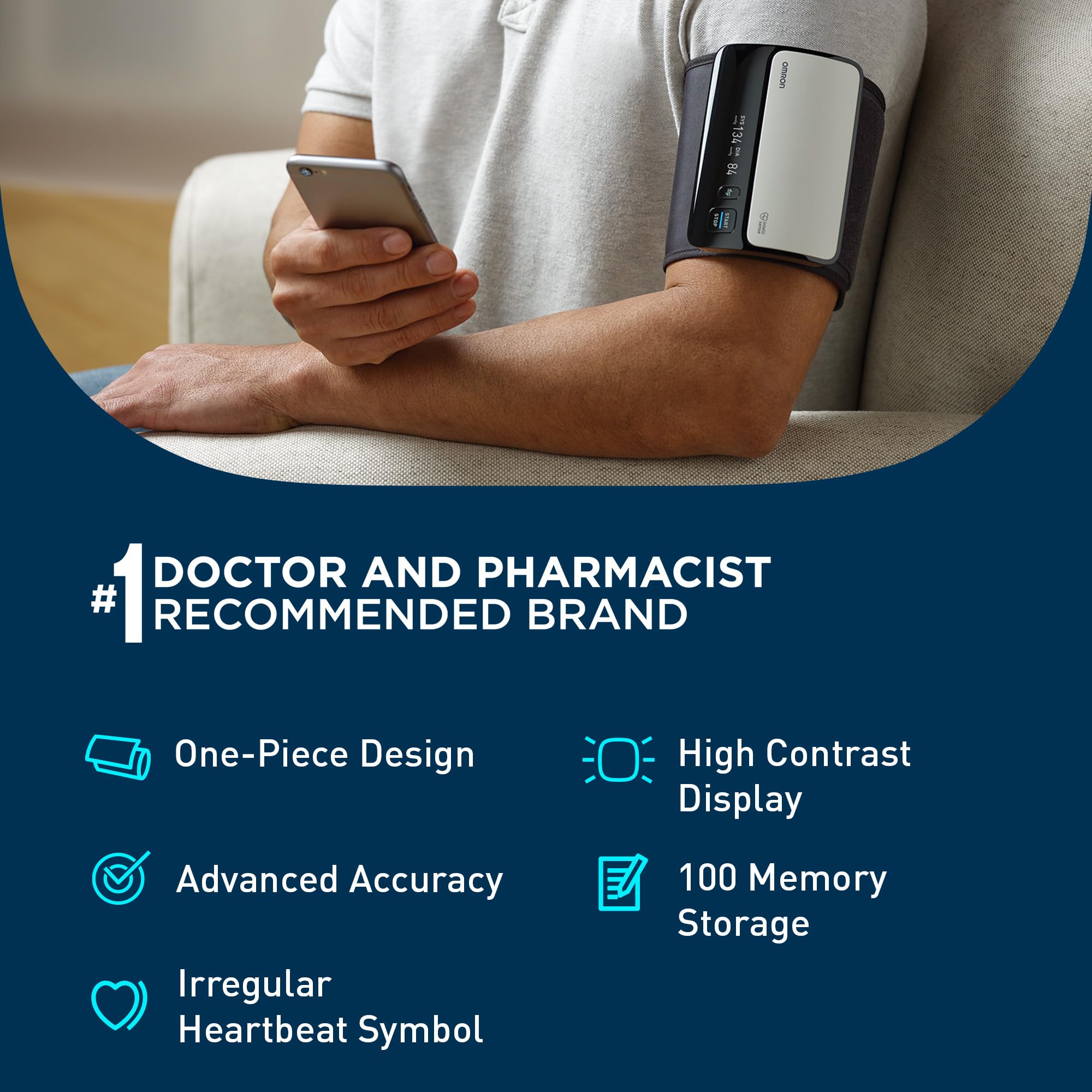 OMRON Evolv Wireless Blood Pressure Monitor for Home Use & Upper Arm Blood Pressure Cuff - #1 Doctor & Pharmacist Recommended Brand - Clinically Validated - Connect App