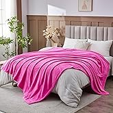 NEWCOSPLAY Super Soft King Blanket Hot Pink Premium Silky Flannel Fleece Leaves Pattern Lightweight Bed Blanket All Season Use (Hot Pink, King(90"x110"))