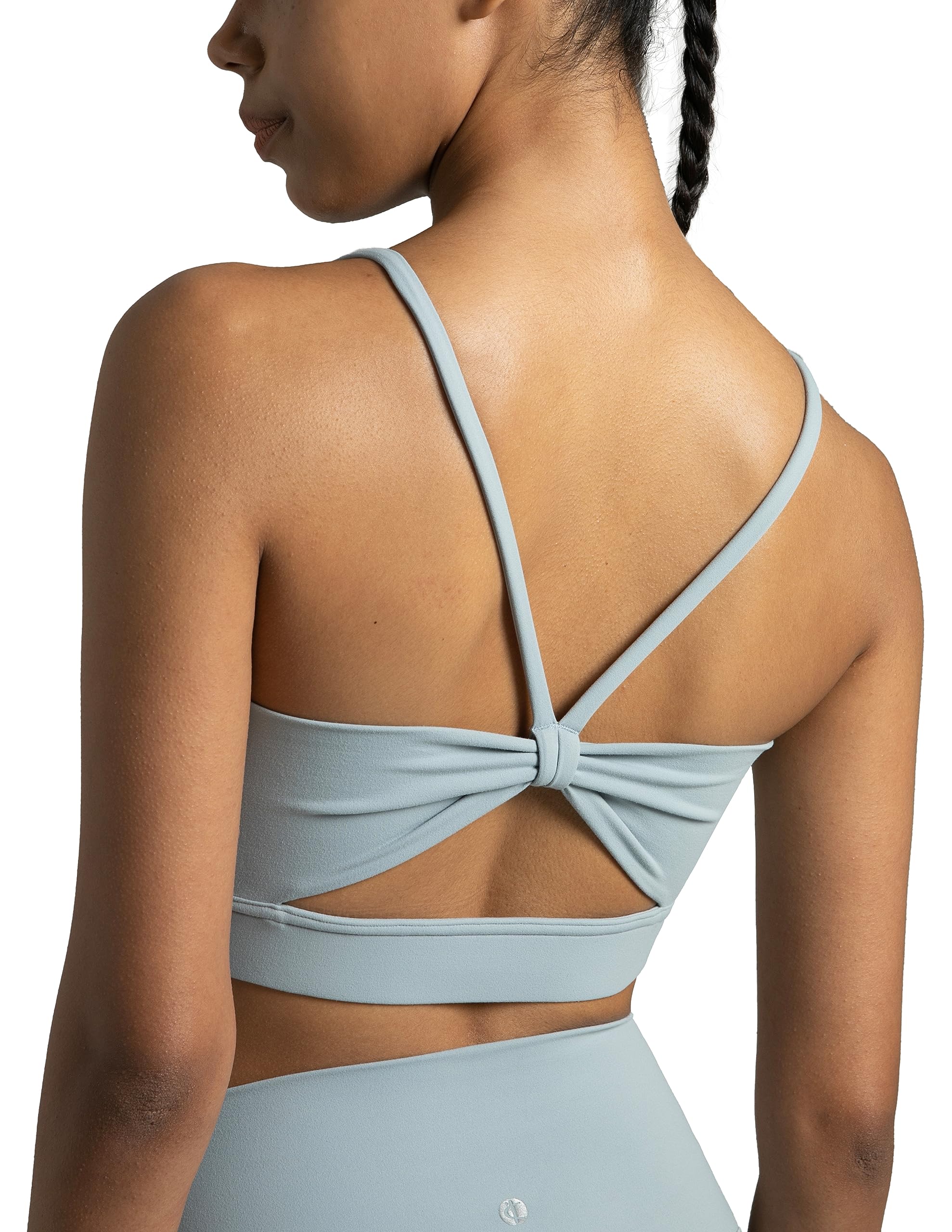 Photo 1 of Colorfulkoala Women's Dreamlux Bowknot Strappy Sports Bras Light Impact Workout Yoga Tops(S, Faded Denim)