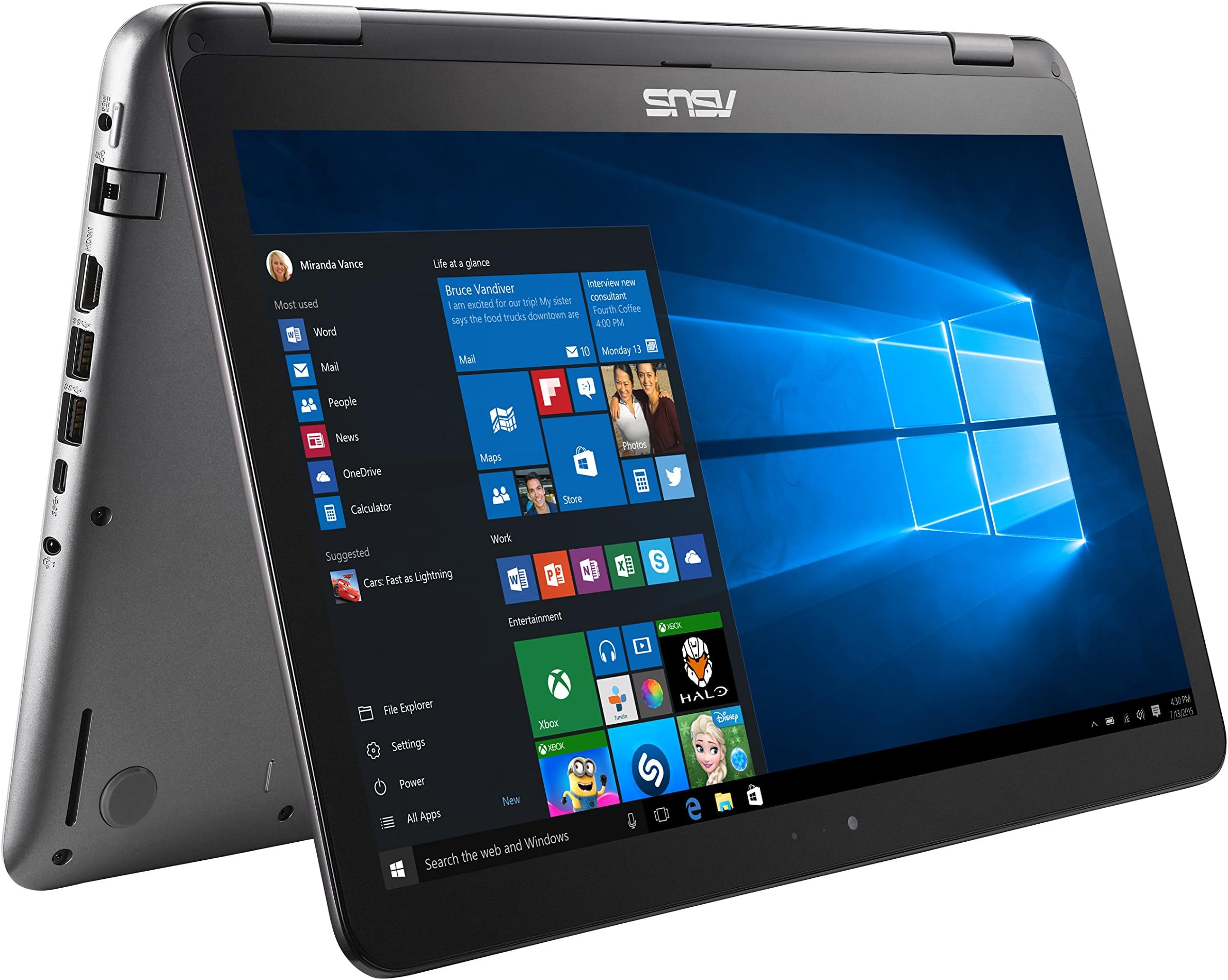 Asus VivoBook Flip R518UA-DH51T 15.6-inch Intel Core i5-7200U Processor, 2.5GHz (up to 3.1GHz), 256GB SSD, 8GB DDR4, Windows 10