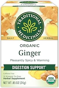 Traditional Medicinals Tea, Organic Ginger, Healthy Digestion, Pleasantly Spicy & Warming, 16 Tea Bags