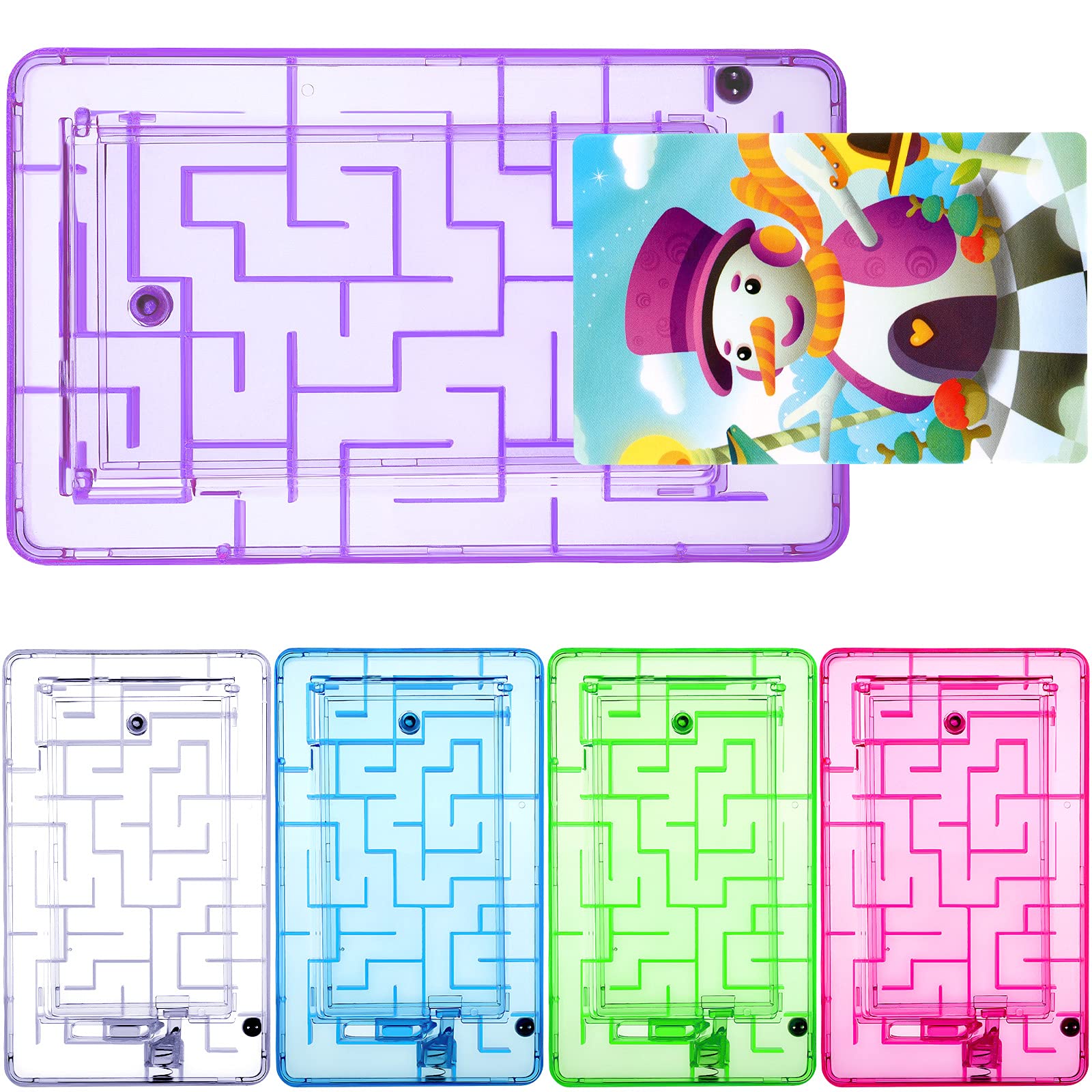Photo 1 of Skylety 5 Pcs Money Puzzle Box Gift Card Box Plastic Puzzle Card Holder Fun Maze Intellectual Pinball Machine Game for Teens and Adults Birthday Party Favors(Clear, Blue, Purple, Pink, Green)