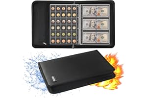 Noiposi Coin Collection Book Holder for Collectors, Fireproof Coin Album with 300 Pockets Coins Collecting & 36 Sleeves Money Storage Case for Coin Currency Collection, Bill，Pennies, Quarters, Stamp