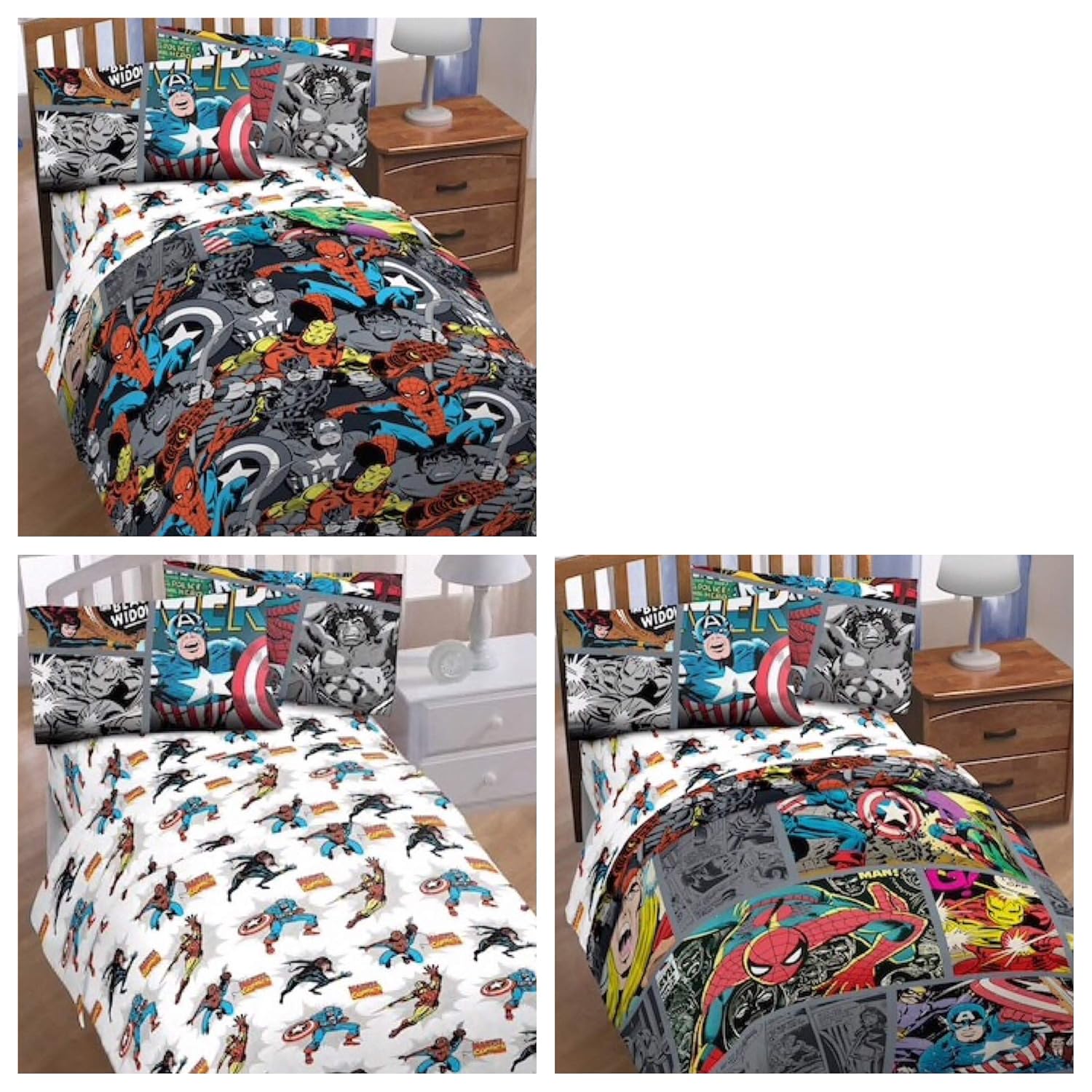 Spiderman Kids Marvel Comics 4 Piece Twin Bed Set - Includes Reversible Twin/Full Comforter & Twin Sheet Set - Soft Fade Resistant Polyester - (Official Marvel Comics Product)