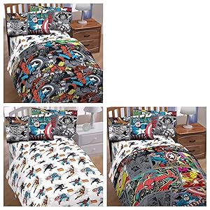Spiderman Kids Marvel Comics 4 Piece Twin Bed Set - Includes Reversible Twin/Full Comforter & Twin Sheet Set - Soft Fade Resistant Polyester - (Official Marvel Comics Product)