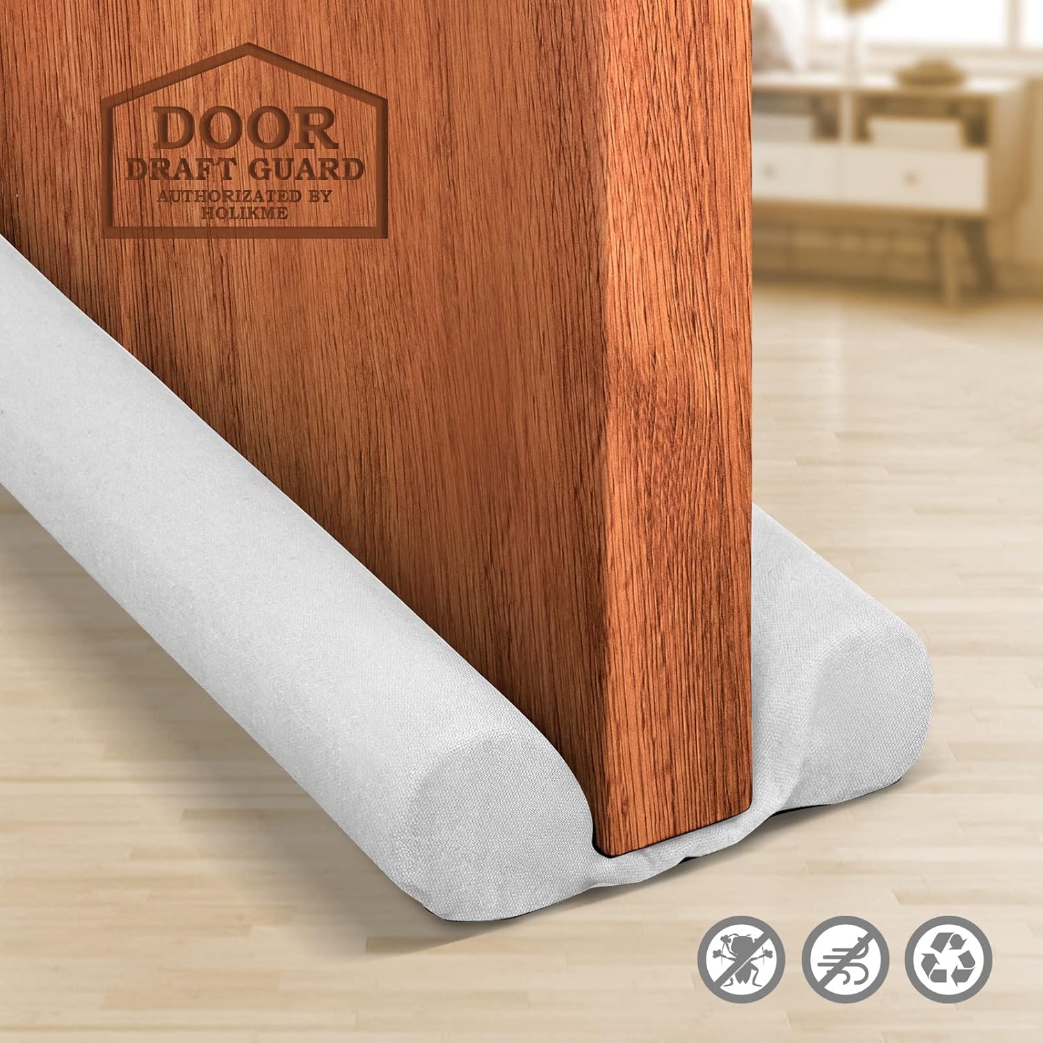 Draft Stoppers - Holikme Twin Door Draft Stopper Weather Stripping Window Breeze Blocker Adjustable Door Sweeps 32inch,White