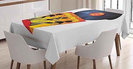 70s Party Decorations Tablecloth By Ambesonne Vinyl Record Cover