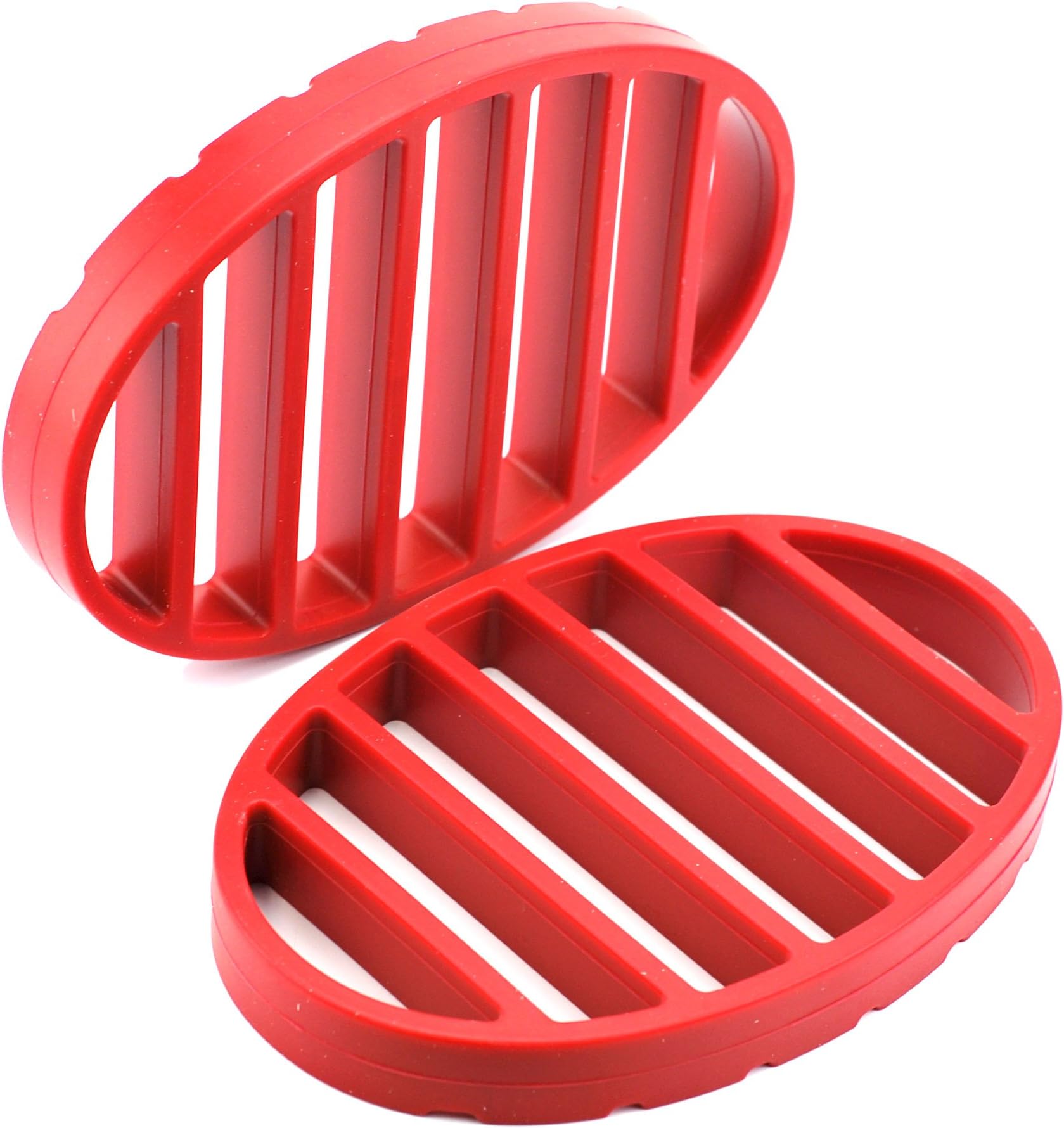 Oval Roasting Rack, Nonstick Silicone Roasting Rack For Turkey - Red(pack Of 2)