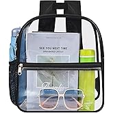 UEASE Clear Backpack for Stadium Events, 12x12x6 Small Clear Plastic Bag with Reinforced Straps for Game Security Festival Concert
