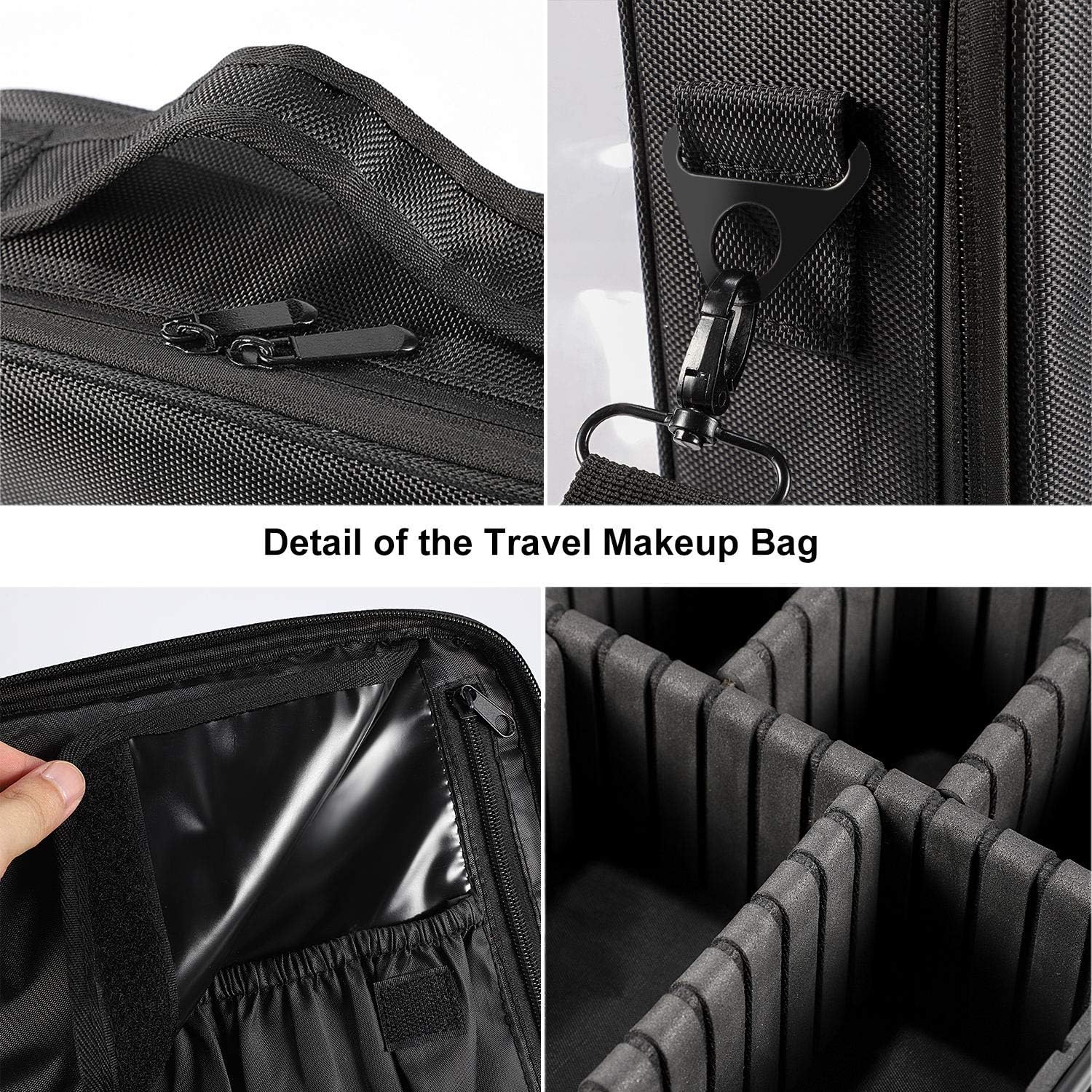 Travel Makeup Train Case LOMEZI,Makeup Cosmetic Case Organizer Portable Artist Storage Bag with Adjustable Dividers for Cosmetics Makeup Brushes Toiletry Jewelry Digital Accessories