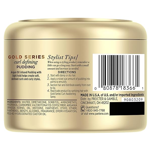 PANTENE, HAIR CREAM TREATMENT, SULFATE FREE CURL DEFINING PUDDING, PRO-V GOLD SERIES, FOR NATURAL AND CURLY TEXTURED HAIR, 7.6 FL OZ