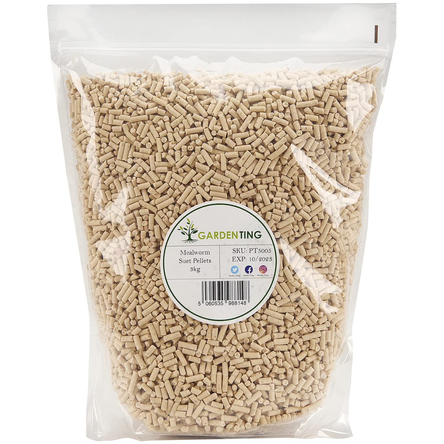 Garden Ting Mealworm Suet Pellets Wild Bird Food, 3kg