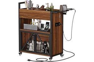 DWVO Salon Trolley Cart with Wheels - Salon Stations for Hair Stylist w/Charging Station and USB Ports, Hair Salon Station Salon Storage Cabinets Barber Station for Beauty Salon Makeup Storage