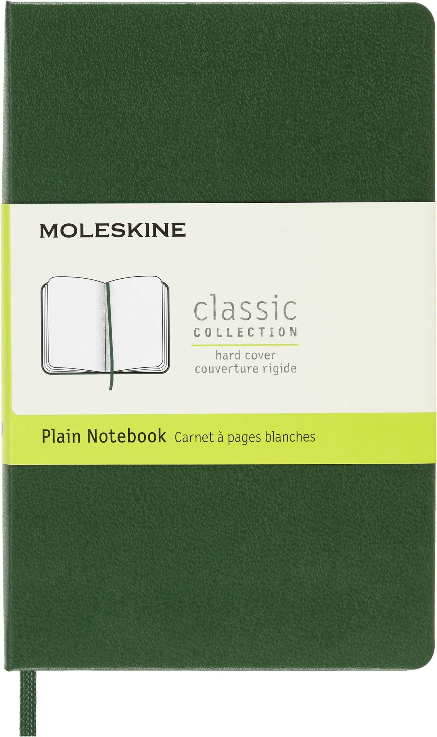Moleskine Classic Notebook, Notebook With Plain Pages, Hard Cover and Elastic Closure, Myrtle Green, Pocket, 9 x 14 cm, 192 Pages