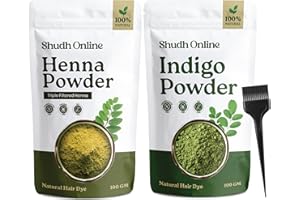 Indigo Powder Organic and Black Henna Powder for Hair Combo (7oz - 3.5oz each) - Natural Henna Indigo For Hair Dye - Black Ha