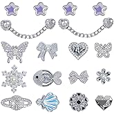 18 Pcs Bling Shoe Charms for Women, Rhinestones Bling Chain Shoes Charms Accessories, Flower Butterfly Shoe Decoration for Clog Sandals, DIY Shoe Accessories for Birthday Party Favor