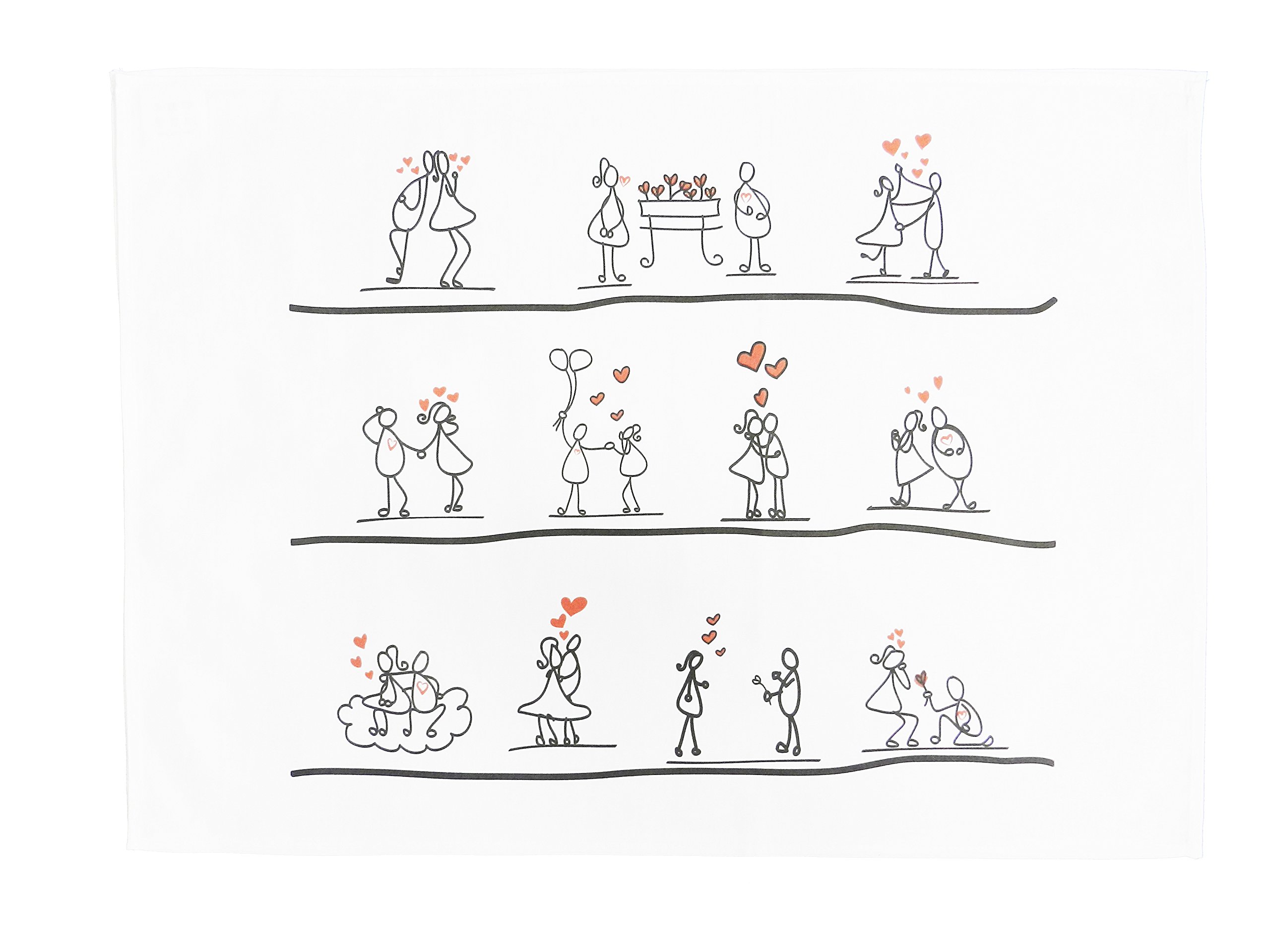 Half a Donkey Feel the Love - Happy Couples in Love Large Cotton Tea Towel