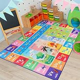 Macgace ABC Kids Rug for Classroom, 4x6 Colorful Washable Play Area Rugs | Non-Slip Low Pile Educational Rugs with Alphabet Numbers Seasons Shapes, Learning Fun Carpet for Girls Boys Room