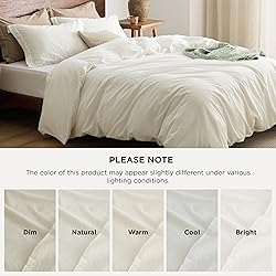 Bedsure 100% Washed Cotton Duvet Cover Queen Size