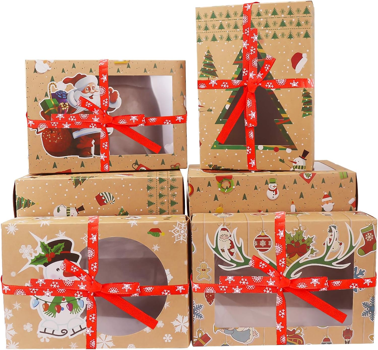 Christmas Cookie Boxes,Holiday Cookie Boxes with Transparent Window