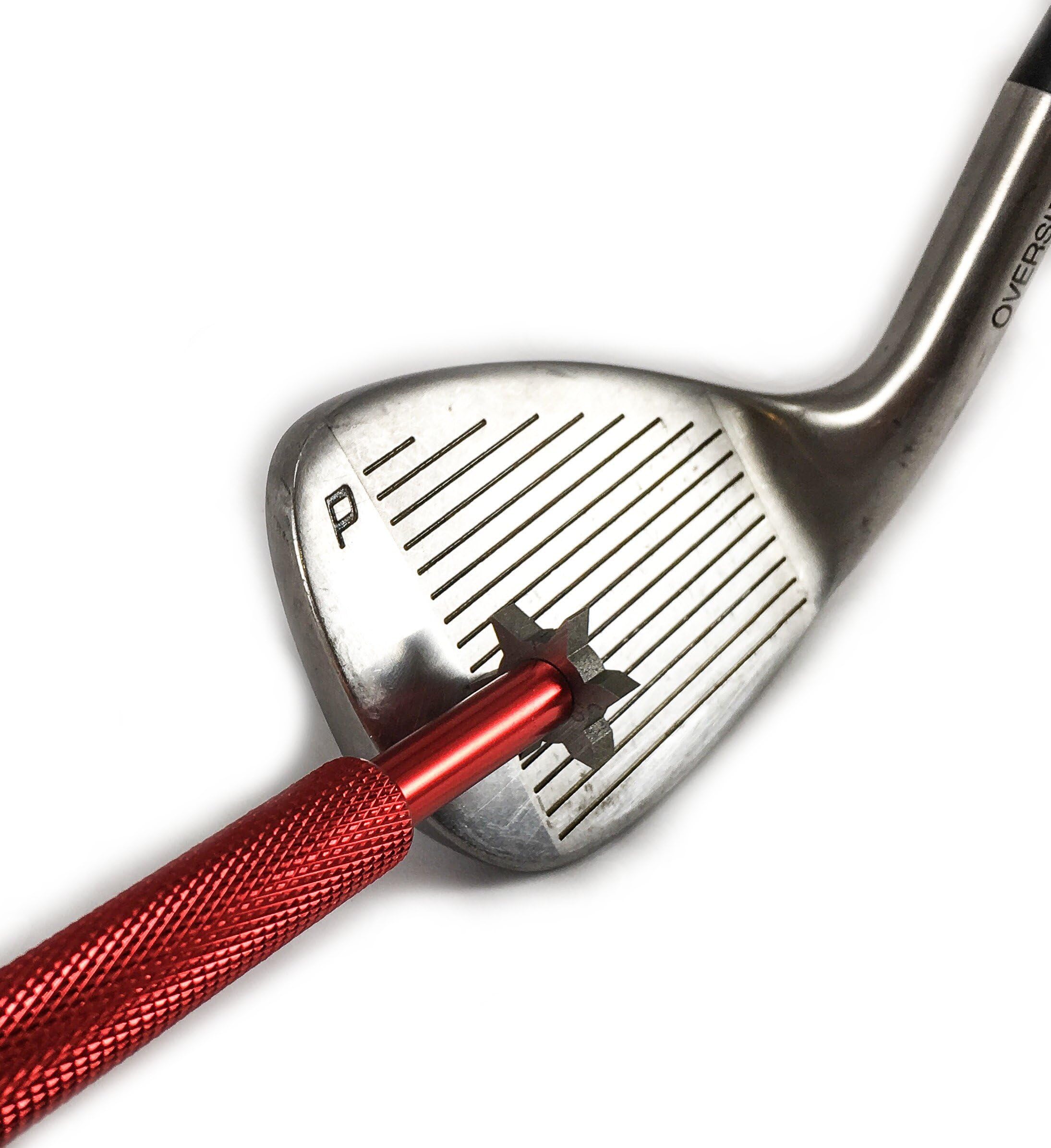 Extreme Golf- Club Sharpener Tool – 6 Unique Cutter Heads – Optimal Ball Performance and Control – For Irons, Wedges, Hybrids, and Other Groove Clubs – Red