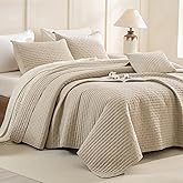 CozyTide Oversized King Quilt 120x120,Stone-Washed Cotton Wheat Oversized King Bedspread,3 Pieces Lightweight Ultra Soft California King Coverlet Set for All Season