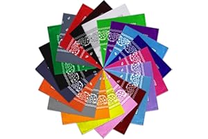 FEPITO 20pcs Paisley Bandanas Assorted Cowboy Bandanas Unisex Novelty Print Head Wrap Scarf Wristband for Women and Men