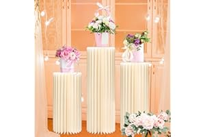 GENMOUS & CO. GENMOUS 3PCS Large Cylinder Stands for Party, Cardboard Cylinder Tables Cake Stands for Wedding Dessert Table Display, Round Cylinder Pedestal Stands for Birthday Babyshower Event Centerpieces Decor