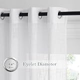 PONY DANCE Extra Wide Window Net Curtain 120W x 84L Linen Look Eyelet Top view 2