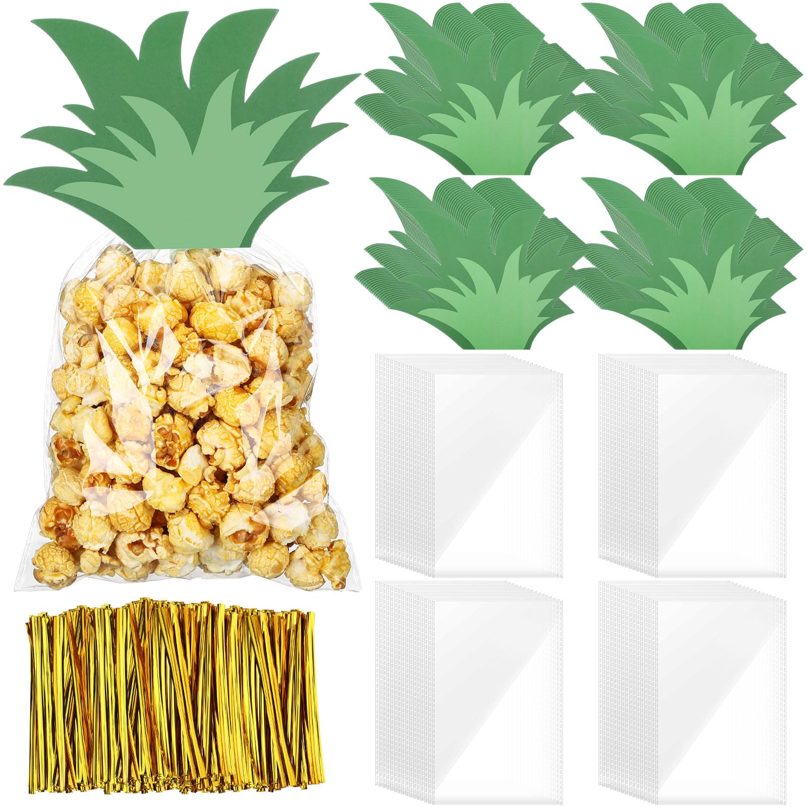 Photo 1 of Yexiya 100 Set Pineapple Party Favors Bags Hawaiian Pineapple Cello Bags with Twist Ties and Cards Luau Candy Cellophane Treat Bags for Cookies Candies Summer Hawaiian Holiday for Kids and Adults