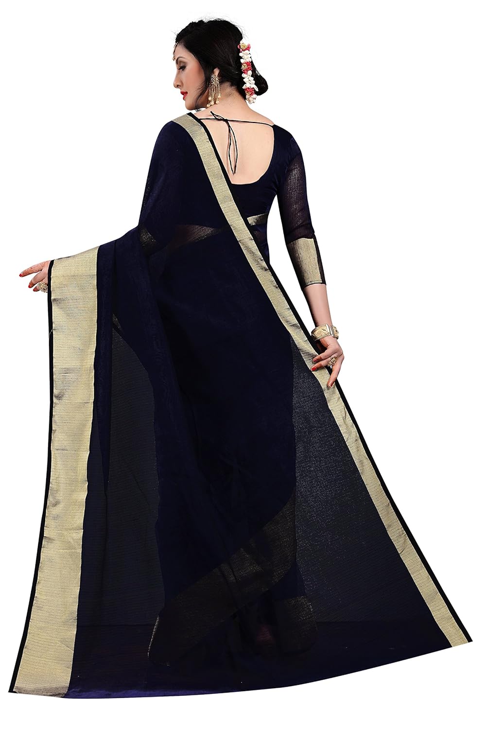 perfectblue women's cotton silk saree with blouse piece (doriyacotton)