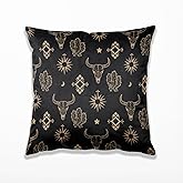 TopXmai Western Cow Bull Longhorn Skull Pillow Cover for Bed 18 x 18,Western Throw Pillow Covers for Bed,Western Gifts for Women,Cowhide Howdy Pillow,Boho Aztec Cow Skull Bedroom Decor