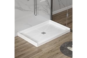 Findepot 48'' L X 36'' W X 4'' H Shower Base For Bathroom, Rectangle SMC Shower Pan In White, Single Threshold Shower Base, Stainless Steel Shower Drain Cover Included