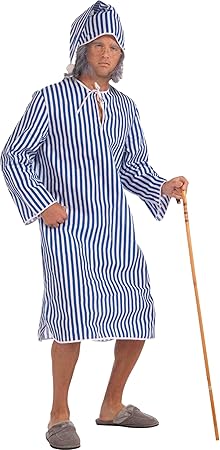 Erwachsene Viktorianisches Kostüm Party Ebenezer Scrooge Herren Nachthemd & Kappe