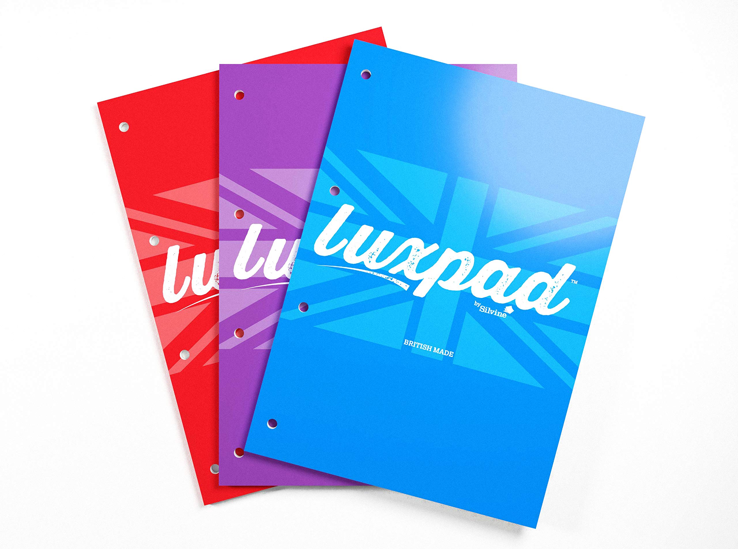 Luxpad Fashion A4 Sidebound Refill Pad - Lined (160 Pages) Mixed Pack of 3, 160 Page