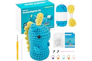 Moritakk Crochet Beginners Starter Kit - Beginner Crochet Kit, DIY Animal Knitting Supplies with Step-by-Step Video Tutorials - Dinosaur.