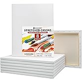 NEXCOVER Stretched Canvas - 8 Pack 11x14 Inch, 5/8” Profile, 100% Cotton Art Canvas, Triple Primed White Blank Canvases, Acid-Free, Artist Painting Canvas for Acrylic, Oil, Tempera, Gouache Paint