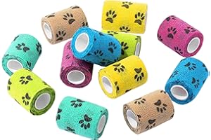 WePet Pet Wrap, Self-Adhesive Non-Woven Bandage, Emergency Cohesive Gauze, for Dogs, Cats, Horse, Birds, Wounds, Wrist Healing, Ankle Sprain, 3 Inch, 12 Rolls
